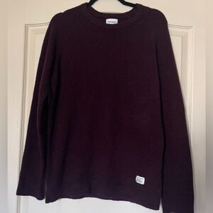 Frank And Oak Burgundy Knit Sweater Cozy Minimalist Soft Academia Pullover M